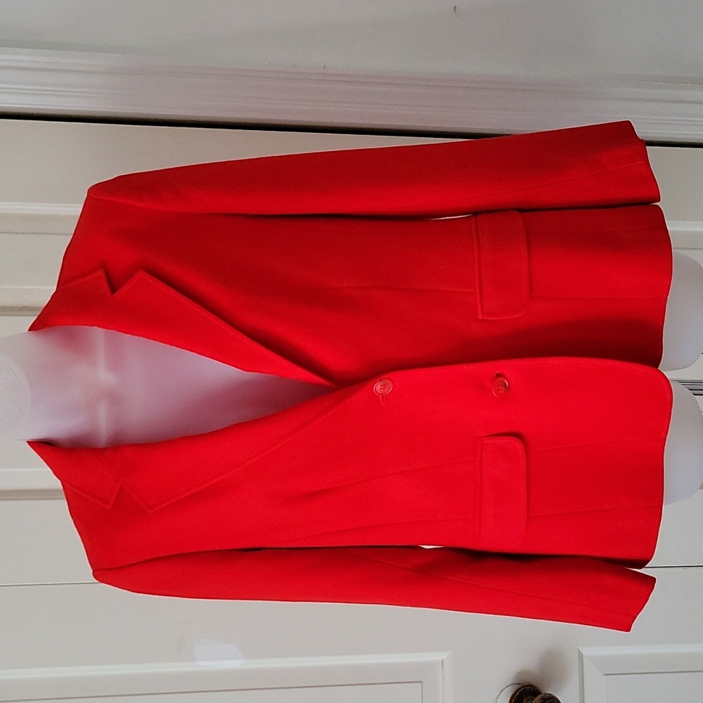 Pendleton red wool blazer womens Sz 8 Bold Holiday Office Siren Vintage